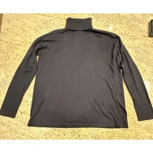 J. Jill Petite Black Silk Cotton Turtle Neck Ribbed Long Sleeve Sweater Small